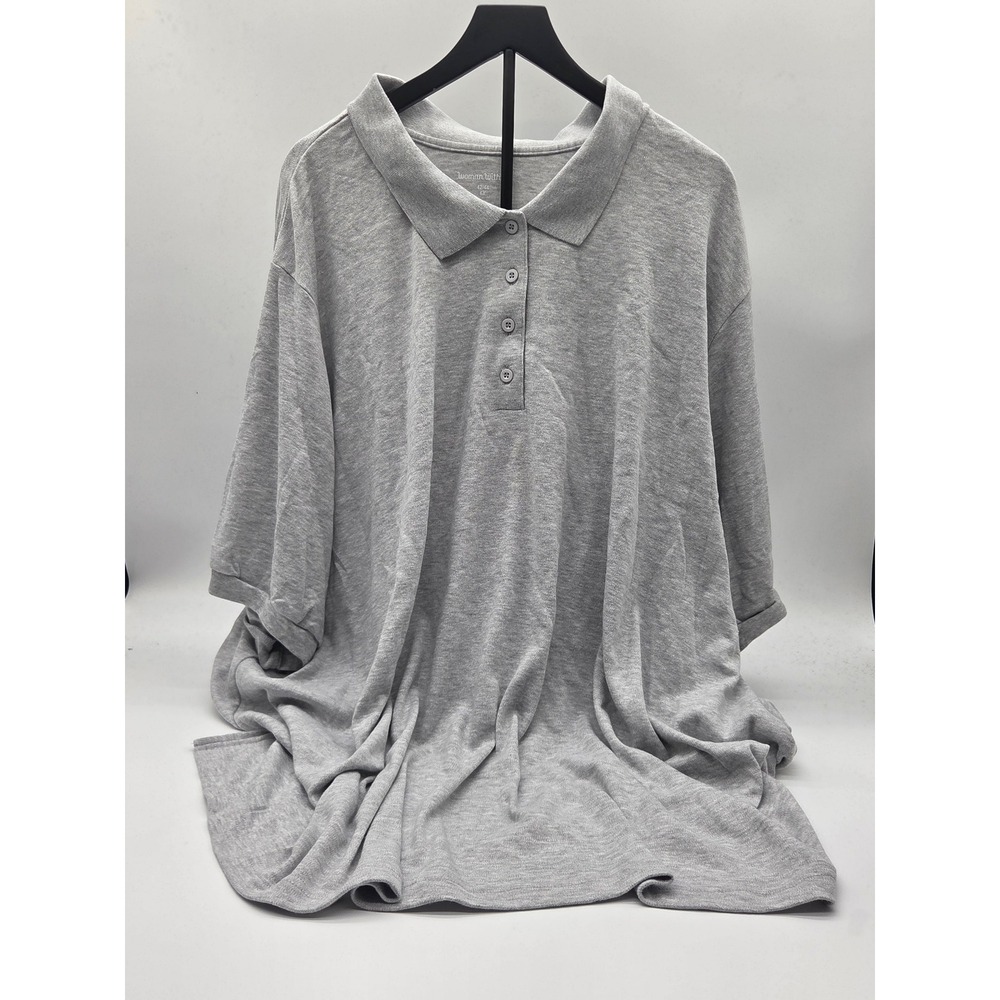 Woman Within Women's 6X 42/44 Gray Polo Tunic Top Cotton Blend 101-302
